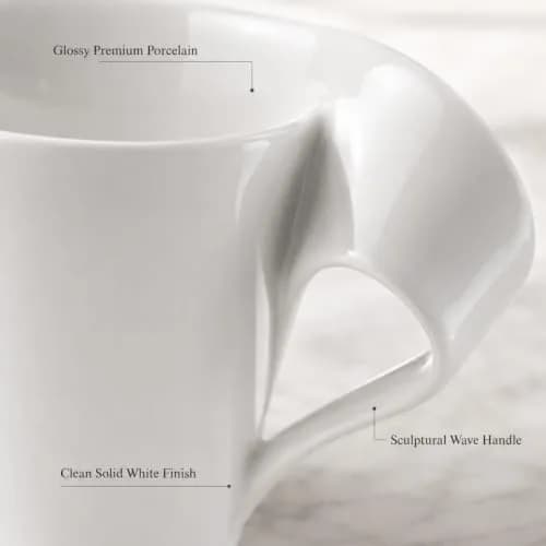 Villeroy & Boch NewWave Caffe Coffee Mug, Creamy White, 8 oz | Modern asymmetrical wave design thumbnail 3