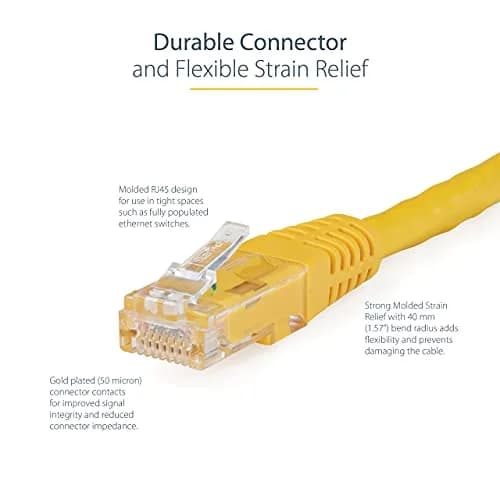 StarTech.com 10ft (3m) Cat 6 Ethernet Cable - Yellow UTP RJ45 Network Patch Cord | Gigabit Speeds & PoE Support thumbnail 3