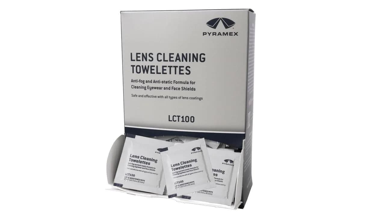 Pyramex Safety Individually Packaged Lens Cleaning Towelettes 100 Piece | Streak-Free for Lenses & Screens - main product image