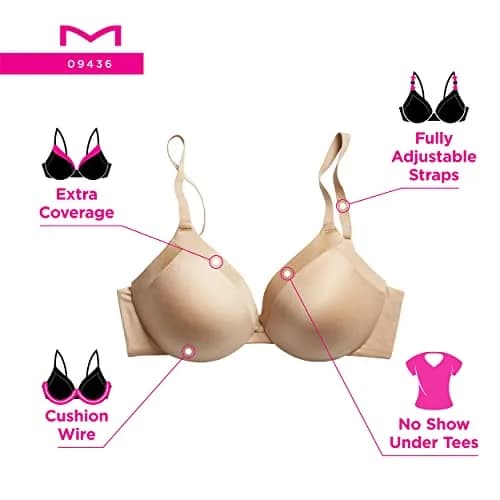 Maidenform Womens Comfort Devotion Underwire Bra, Full Coverage, White, 36D | Versatile Convertible Support thumbnail 5