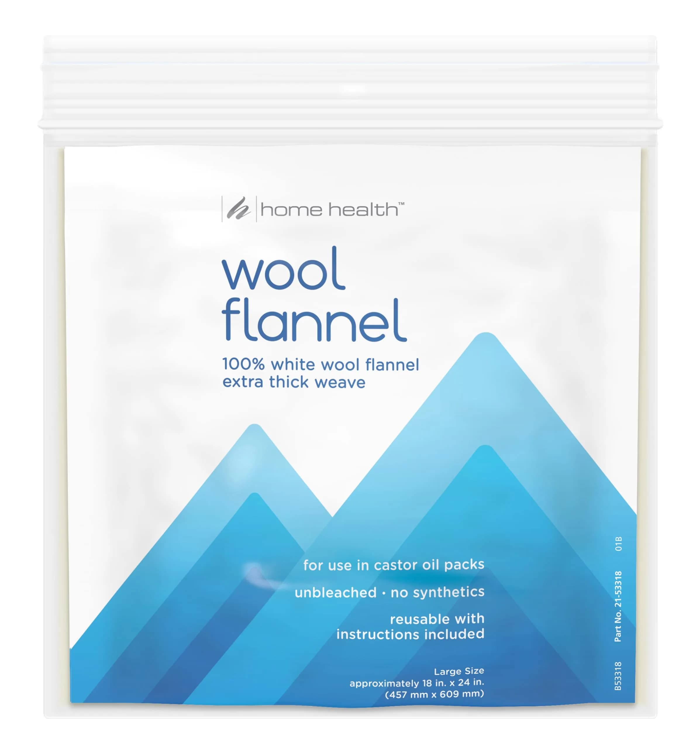 Home Health Wool Flannel - 100% White Wool, Extra Thick Weave, Reusable for Castor Oil Packs, Small Size, 12in x 18in