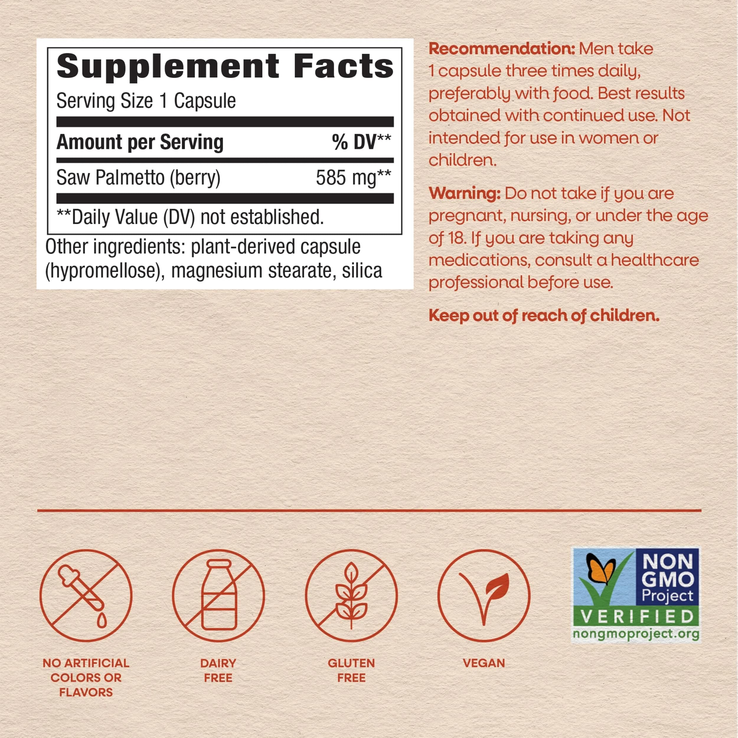 Nature's Way Saw Palmetto Berries Herbal Supplement 100 Count | Traditional Prostate Support - view 7