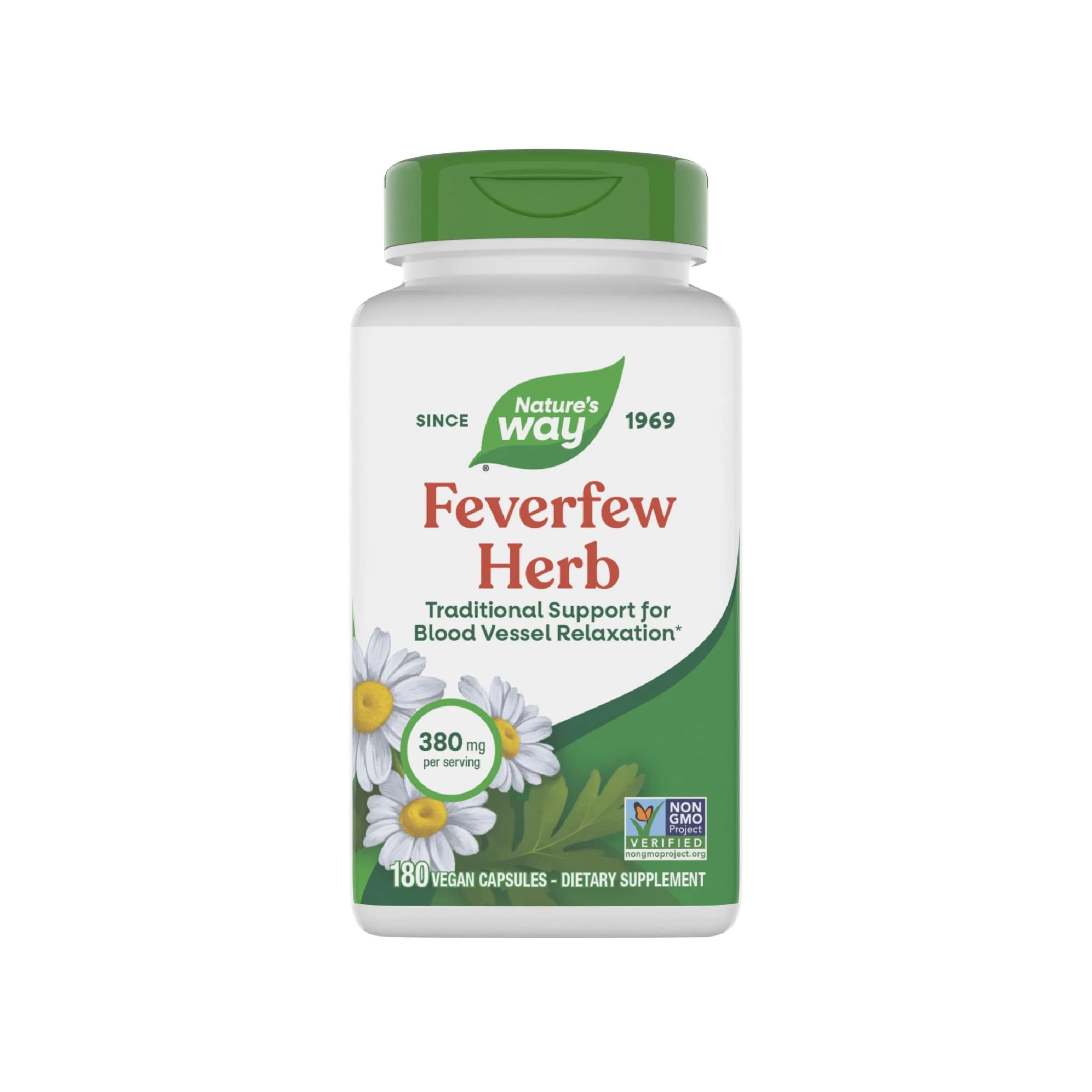Nature's Way Feverfew Herb Capsules 380 mg (180 Count) | Traditional Support for Blood Vessel Relaxation - main product image