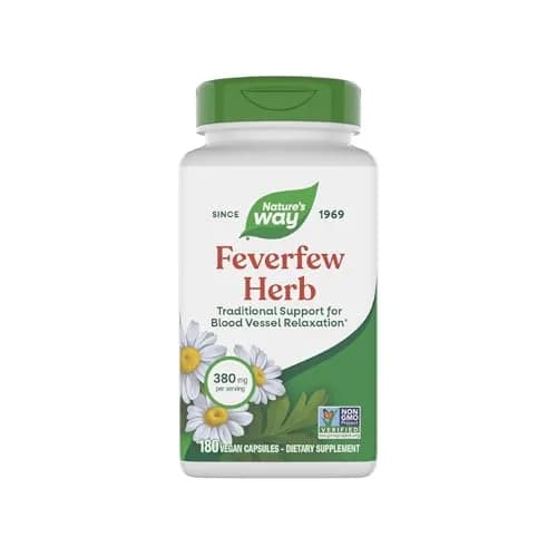 Nature's Way Feverfew Herb Capsules 380 mg (180 Count) | Traditional Support for Blood Vessel Relaxation thumbnail 1