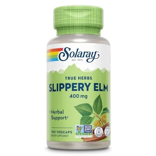 Solaray Slippery Elm Bark 400 mg | Vegan Capsules for Throat & Gut Support thumbnail 1