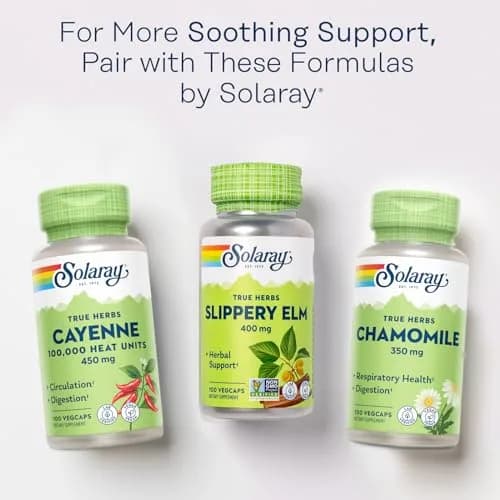 Solaray Slippery Elm Bark 400 mg | Vegan Capsules for Throat & Gut Support thumbnail 7