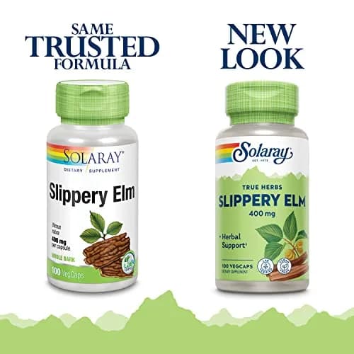 Solaray Slippery Elm Bark 400 mg | Vegan Capsules for Throat & Gut Support thumbnail 2