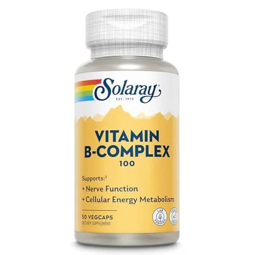 SOLARAY Vitamin B Complex 100mg | Vegan Capsules for Energy & Nerve Support (50 VegCaps) thumbnail 1