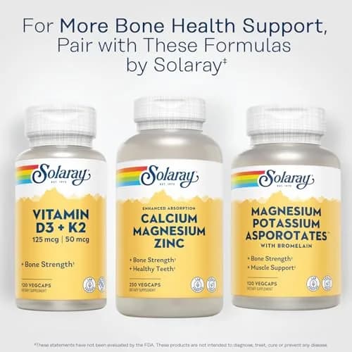 SOLARAY Calcium Magnesium Zinc Supplement - 1000mg Calcium, 500mg Magnesium, 25mg Zinc | Bone & Heart Support thumbnail 6