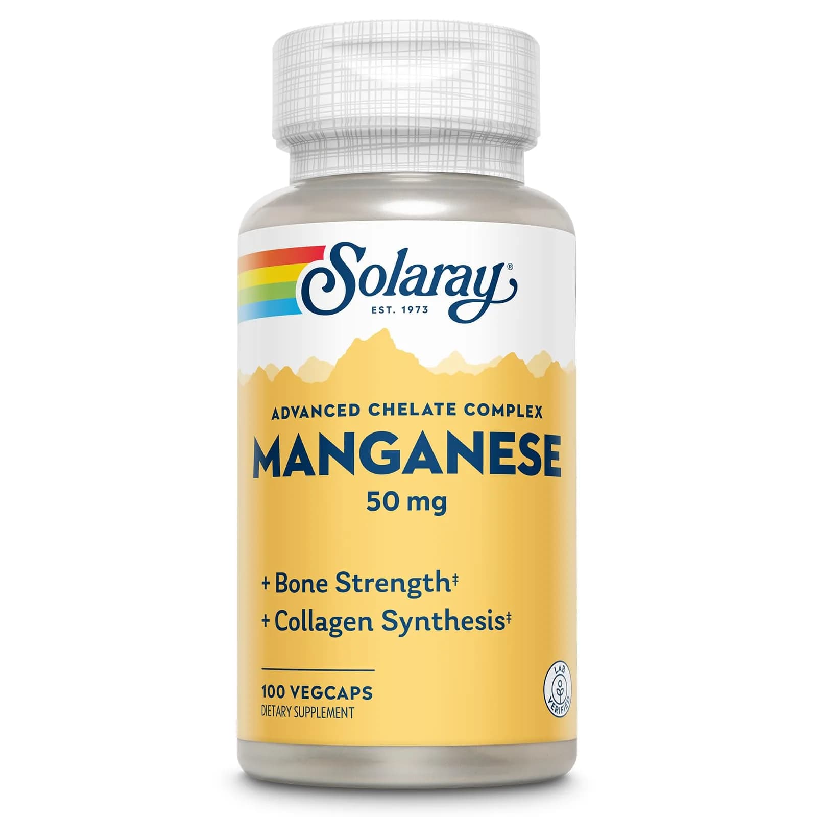 Solaray Manganese Supplement 50 mg | Advanced Chelate Complex for Daily Wellness — No Color
