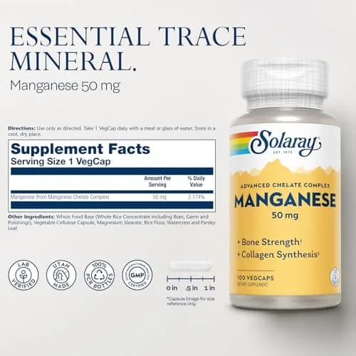Solaray Manganese Supplement 50 mg | Advanced Chelate Complex for Daily Wellness thumbnail 2