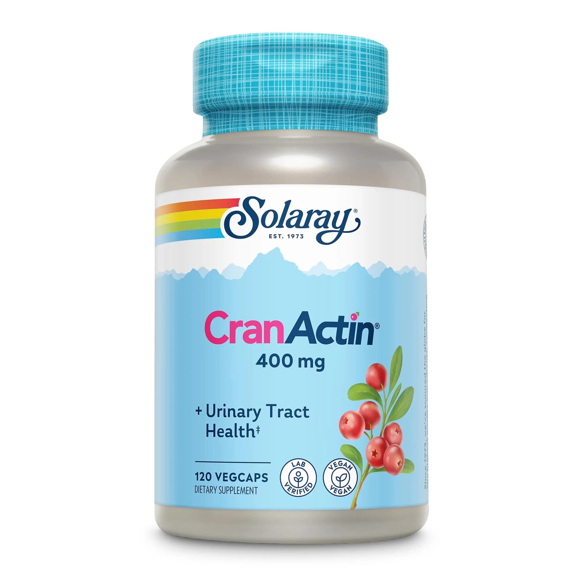 SOLARAY CranActin Cranberry Extract 400 mg | Urinary & Bladder Support, Vegan, 120 VegCaps — No Color