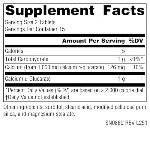 Source Naturals Calcium D-Glucarate 30 Tablets | Supports Detox Pathways, Vegetarian, 500mg thumbnail 2