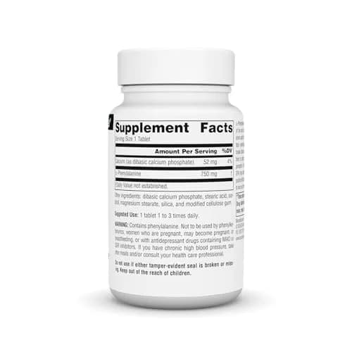 Source Naturals DLPA DL-Phenylalanine 750 mg | Supports Endorphin Levels & Alertness thumbnail 2