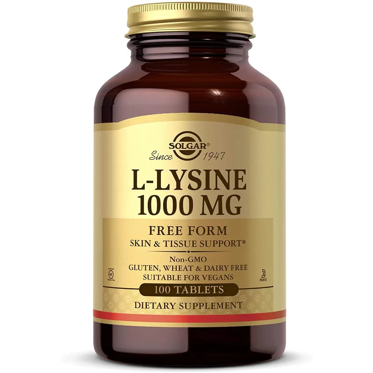 Solgar L-Lysine 1000 mg Tablets, 100 Count (100 Servings) | Supports Healthy Skin Tissue & Collagen Production