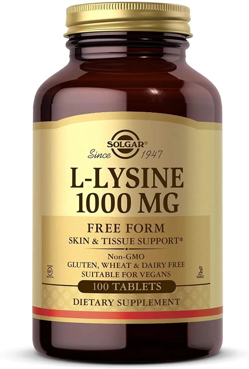 Solgar L-Lysine 1000 mg Tablets, 100 Count (100 Servings) | Supports Healthy Skin Tissue & Collagen Production - main product image