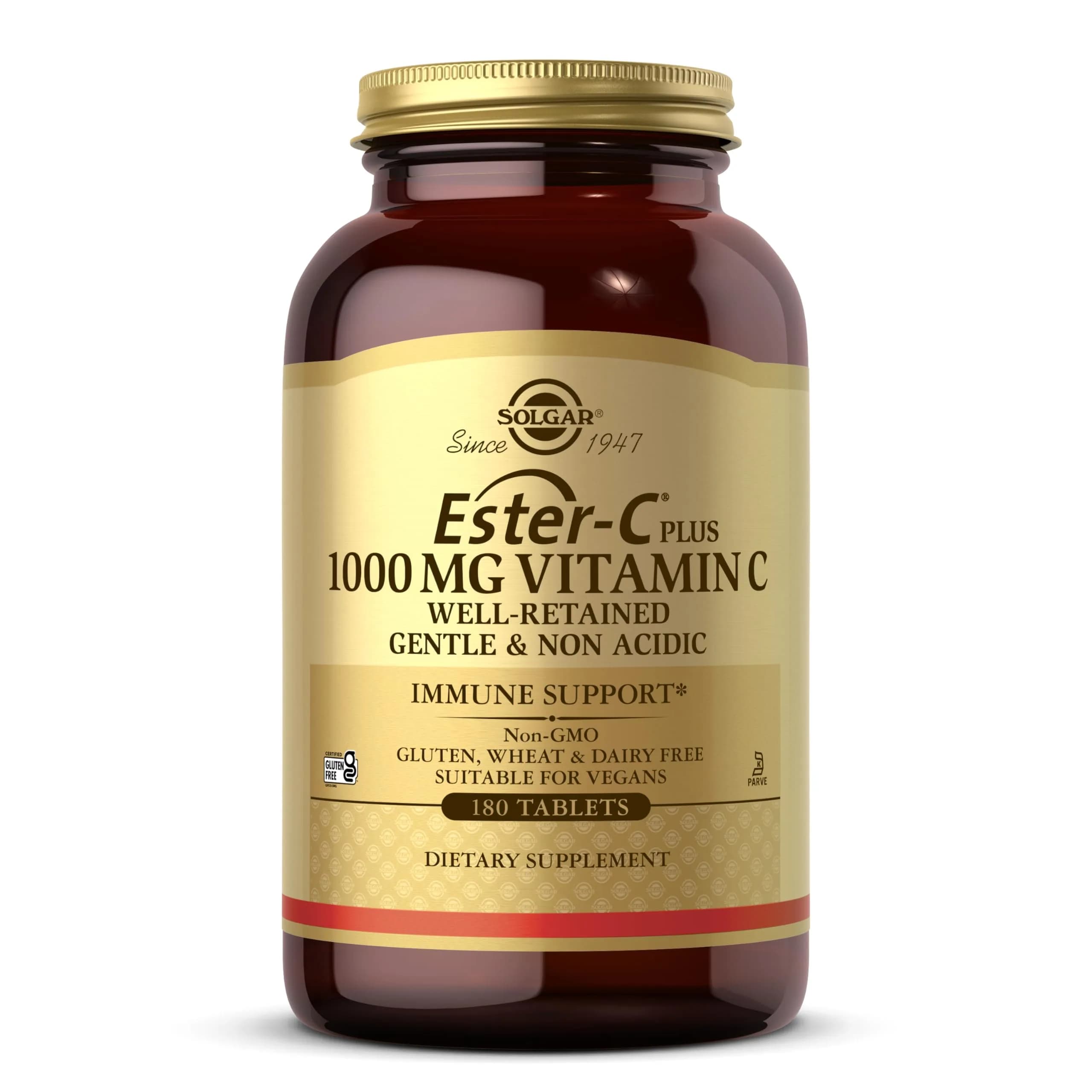 Solgar Ester-C Plus 1000 mg Vitamin C (Ascorbate Ester), 180 Tablets | Gentle, Non-Acidic & Immune Support