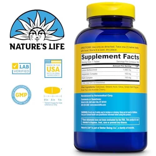 Nature's Life Lemon Bioflavonoids 1000mg | Citrus Bioflavonoids Supplement with Hesperidin & Rutin (250 Tablets) thumbnail 2