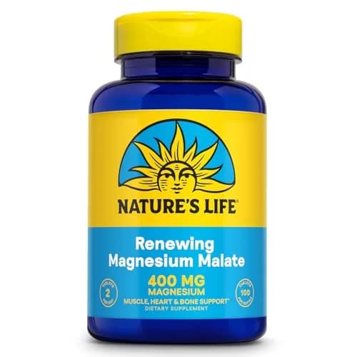 Nature's Life Magnesium Malate 400 mg | Bioavailable Mineral Complex for Bones, Muscles & Heart Support thumbnail 1
