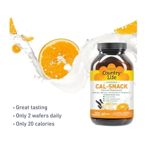 Country Life Cal-Snack Calcium Magnesium with Vitamin D, 60 Wafers | Gluten-Free Vegan Supplement for Adults thumbnail 2