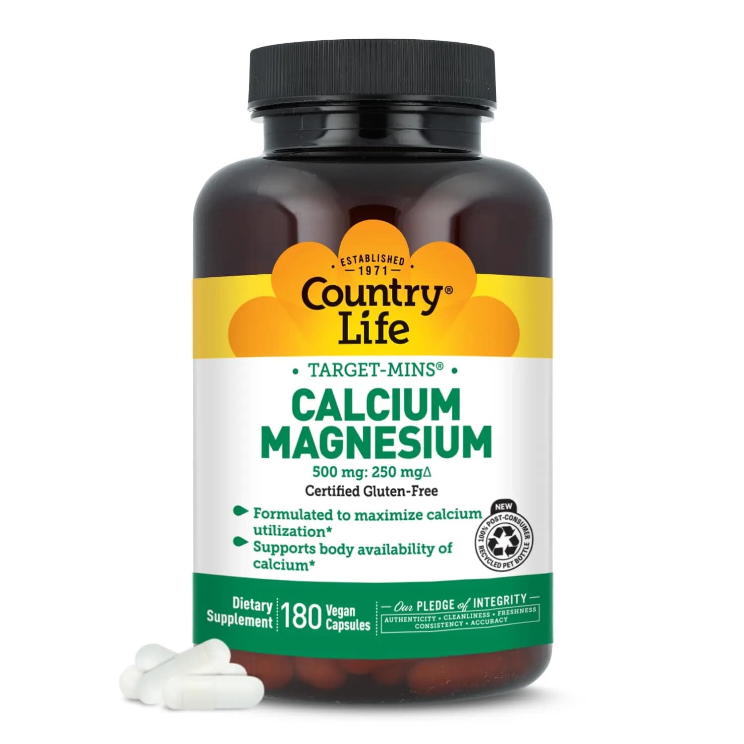 Country Life Target-Mins Calcium Magnesium 180 Capsules | Supports Bone & Muscle Health — Capsule