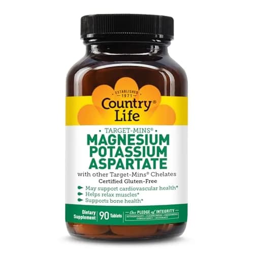 Country Life Target-Mins Magnesium Potassium Aspartate 90 Vegan Tablets | Supports Heart & Muscle Health thumbnail 1