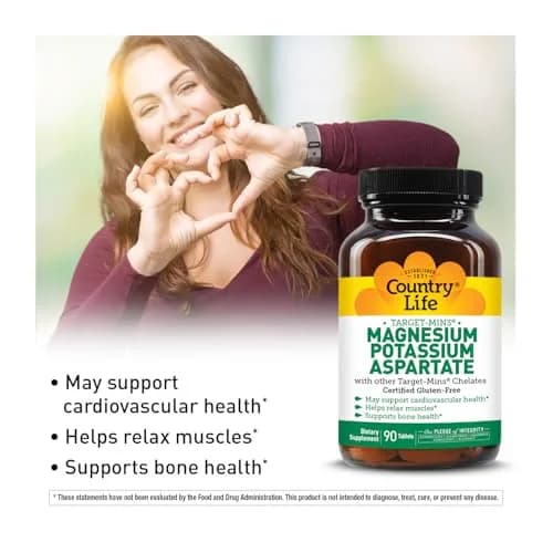 Country Life Target-Mins Magnesium Potassium Aspartate 90 Vegan Tablets | Supports Heart & Muscle Health thumbnail 2
