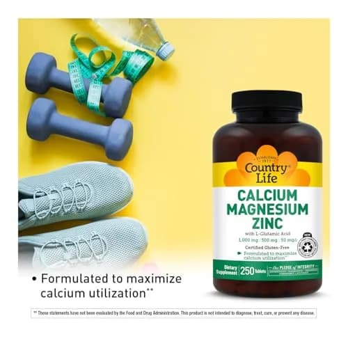 Country Life Calcium Magnesium Zinc with L-Glutamic Acid 250 Tablets | Bone & Muscle Support thumbnail 4