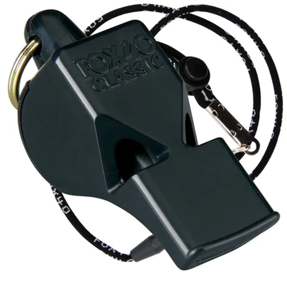Fox 40 Classic Official Whistle with Break Away Lanyard (Black) | 115 Decibel Pealess Design - view 2