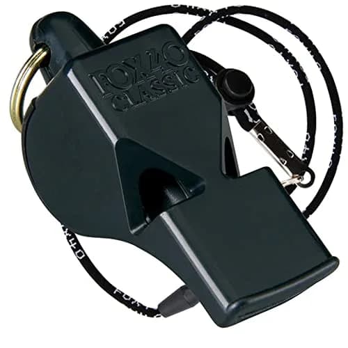 Fox 40 Classic Official Whistle with Break Away Lanyard (Black) | 115 Decibel Pealess Design thumbnail 2