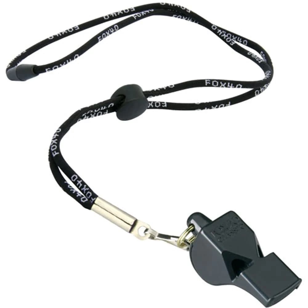Fox 40 Classic Official Whistle with Break Away Lanyard (Black) | 115 Decibel Pealess Design - view 3