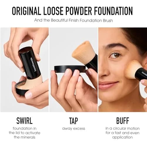 bareMinerals Original Loose Powder Foundation SPF 15 Medium Tan 18 7.9g (0.28 Oz) | Vegan, Cruelty-Free & Dermatologist-Tested thumbnail 9