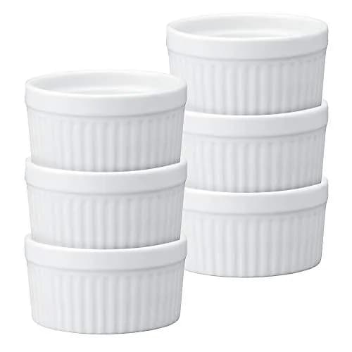 HIC Kitchen Souffle Ramekin Fine Porcelain 8oz Set of 6 | Oven & Microwave Safe thumbnail 1