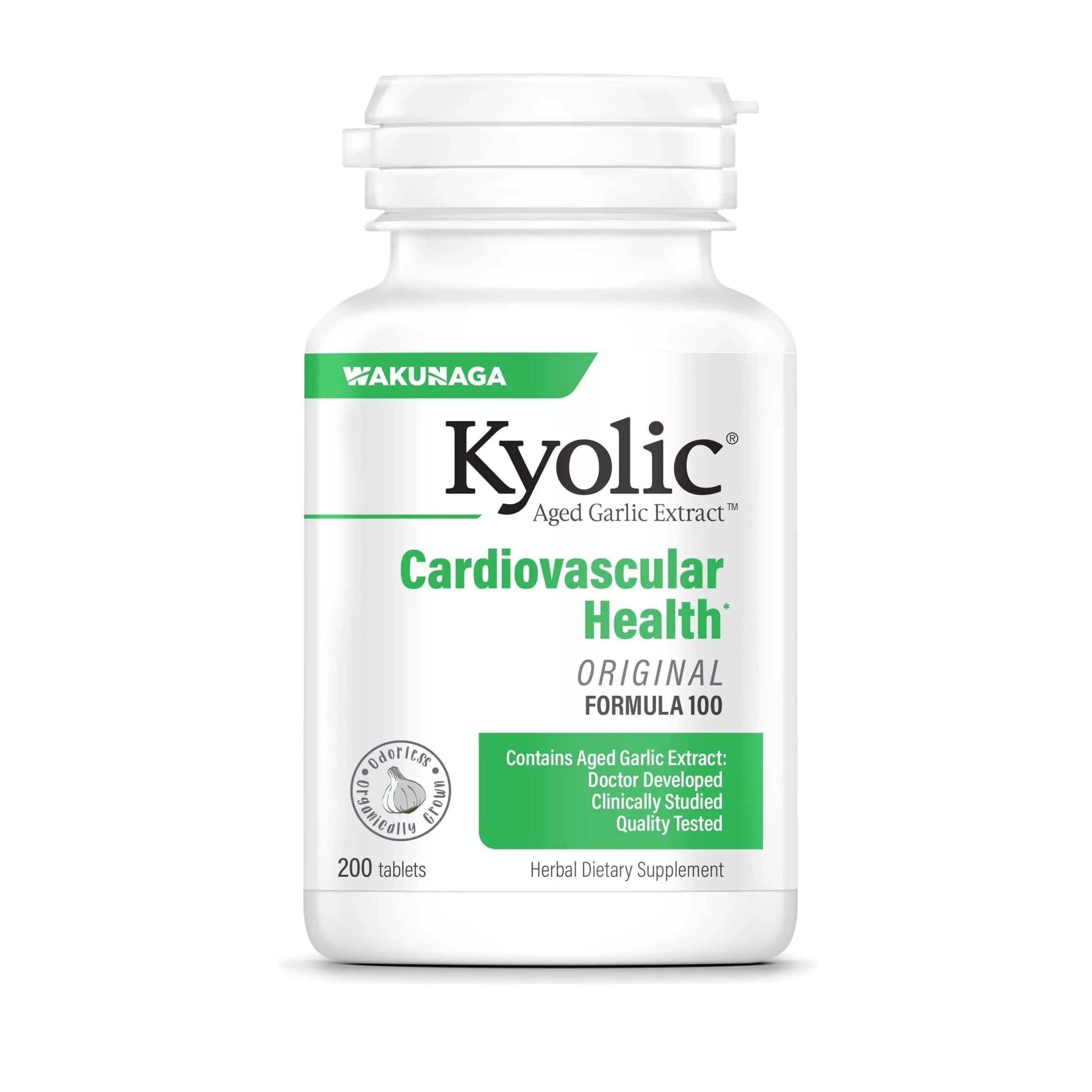 Kyolic Aged Garlic Extract Cardiovascular Health Formula 100, 200 Tablets | Supports Heart Health & Circulation