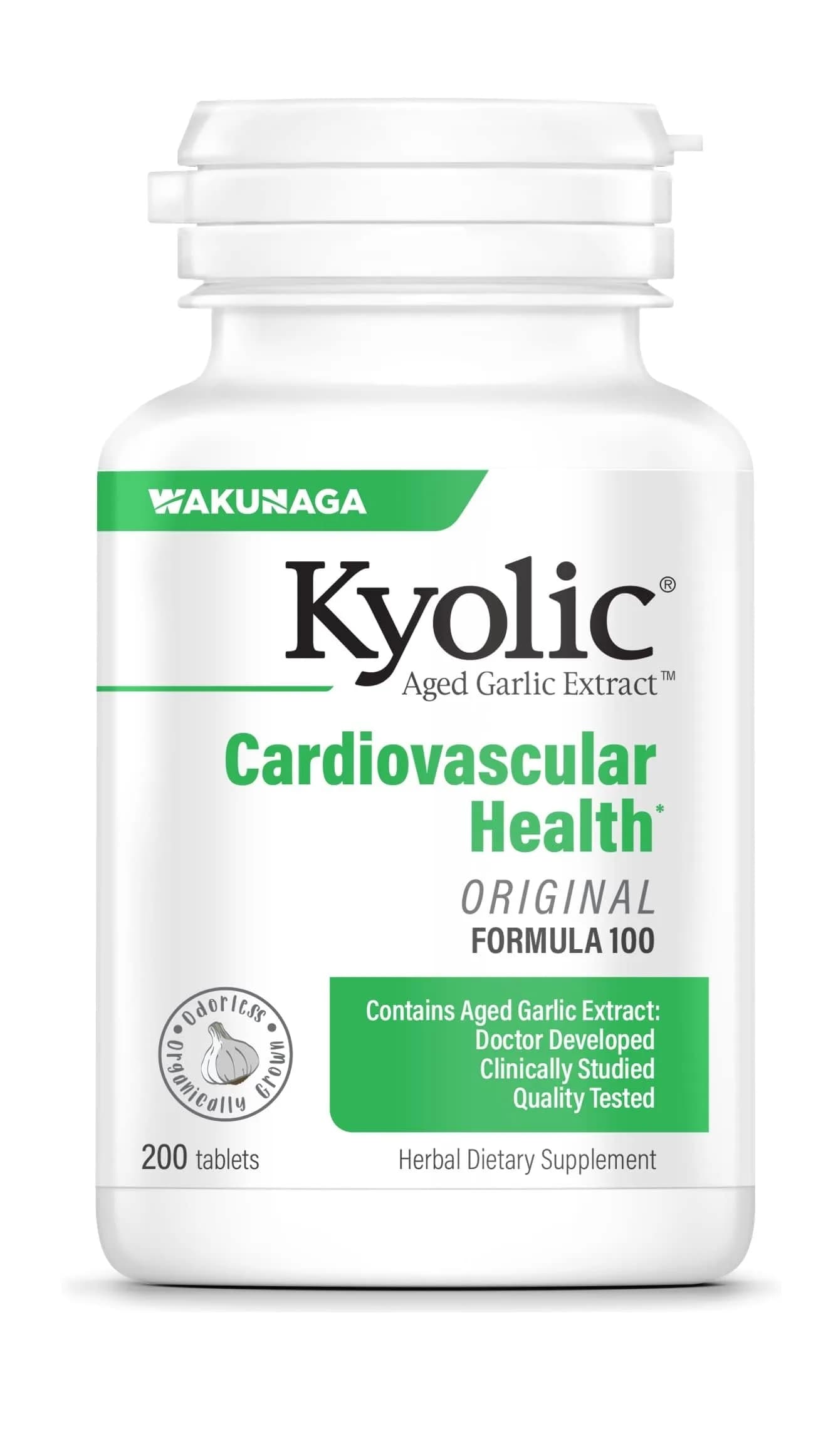 Kyolic Aged Garlic Extract Cardiovascular Health Formula 100, 200 Tablets | Supports Heart Health & Circulation - main product image
