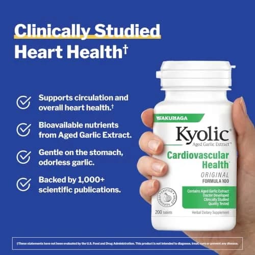 Kyolic Aged Garlic Extract Cardiovascular Health Formula 100, 200 Tablets | Supports Heart Health & Circulation thumbnail 2