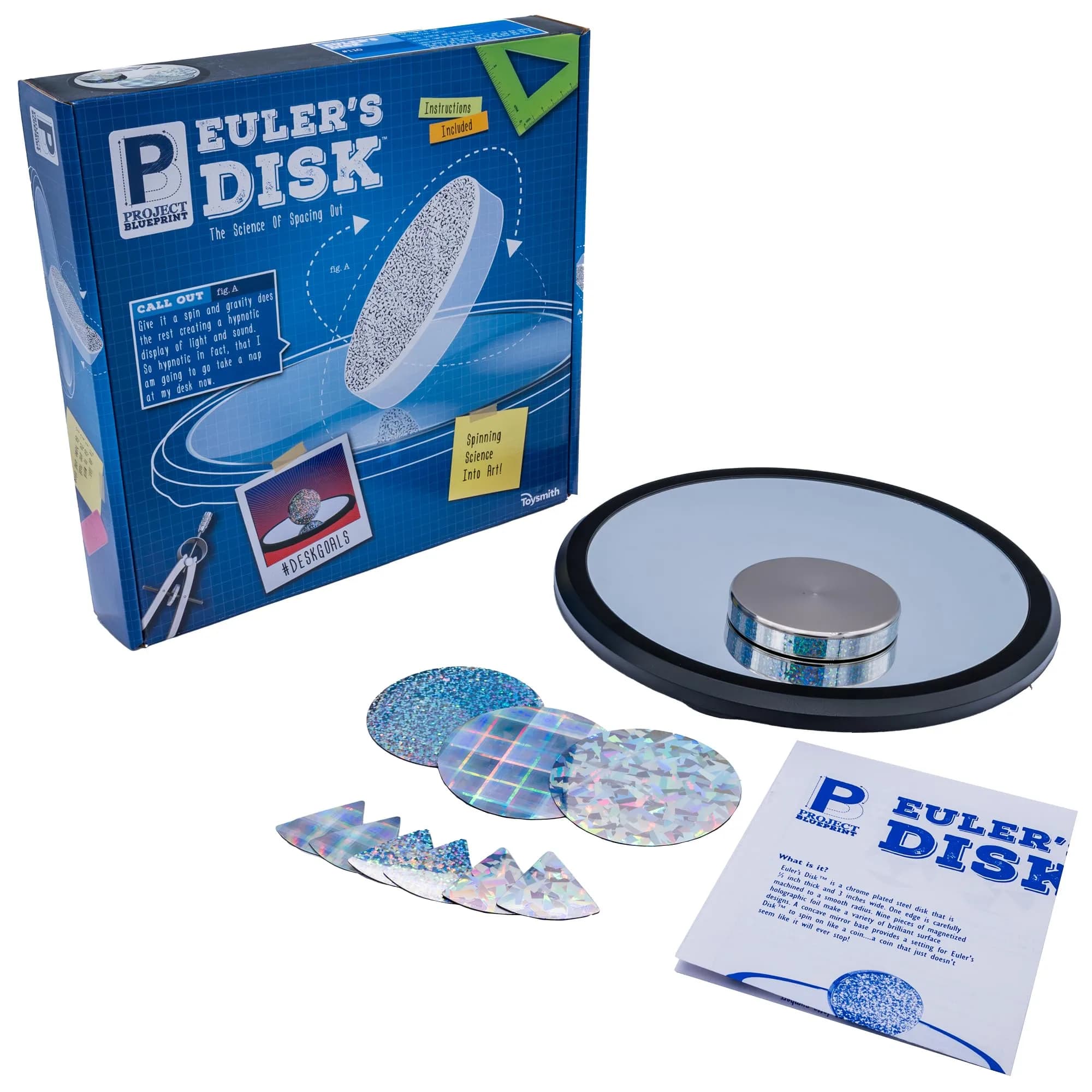 Toysmith Euler's Disk Physics Science Desk Toy 2.02 lb (0.92 kg) | Interactive STEM Toy for Focus & Relaxation — Multi-colored