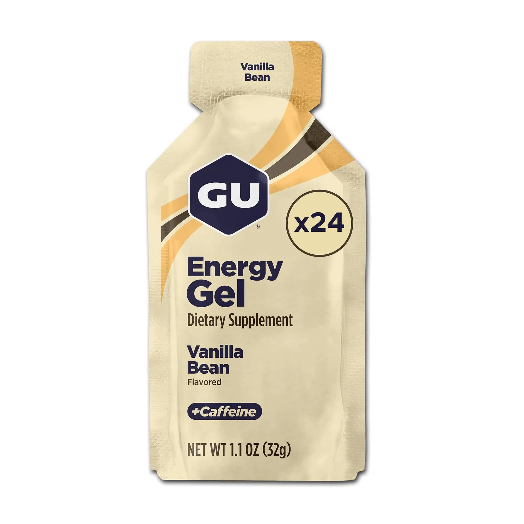 GU Energy Original Sports Nutrition Energy Gel Vanilla Bean 24 Count (1.5 lb / 680 g) | Dual Source Energy for Athletes - main product image
