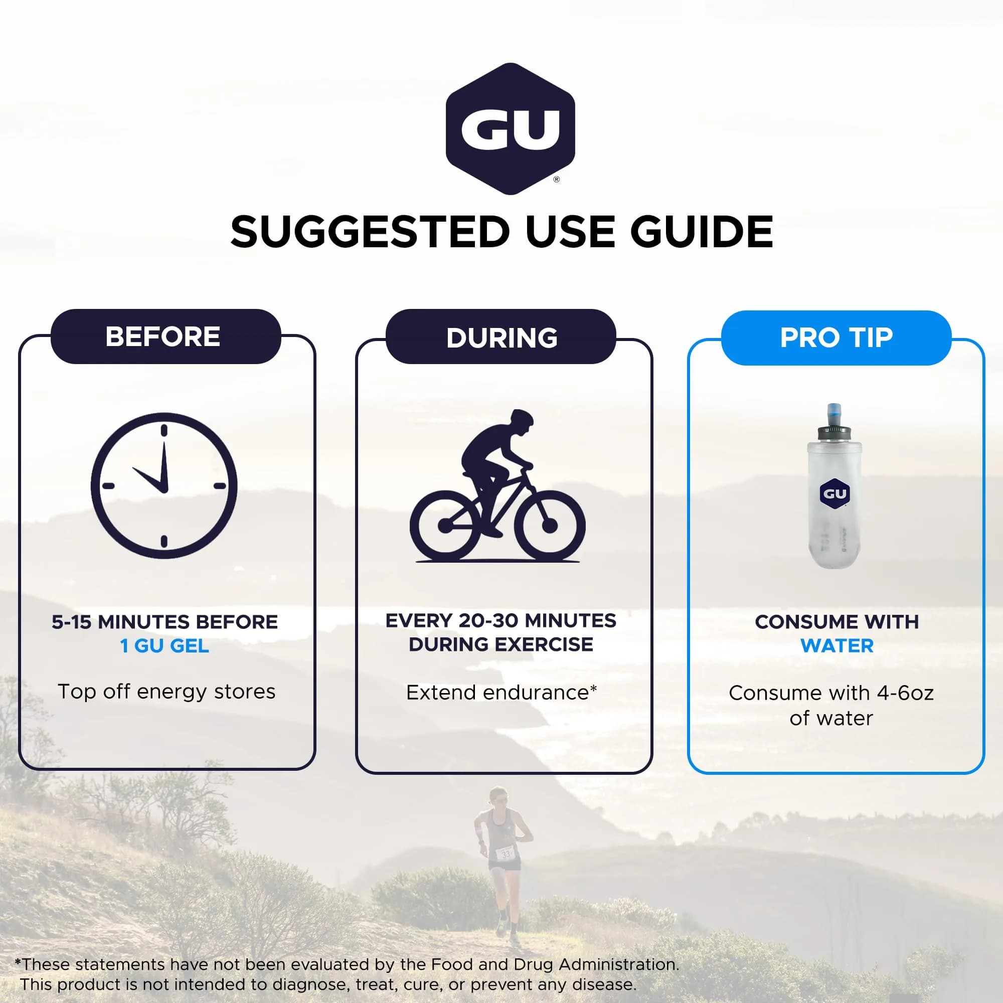 GU Energy Original Sports Nutrition Energy Gel Vanilla Bean 24 Count (1.5 lb / 680 g) | Dual Source Energy for Athletes - view 5