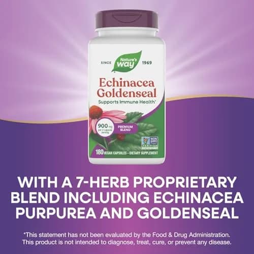 Natures Way Echinacea Goldenseal, 900 mg, 180 Veg Capsules | Supports Immune Health* thumbnail 4