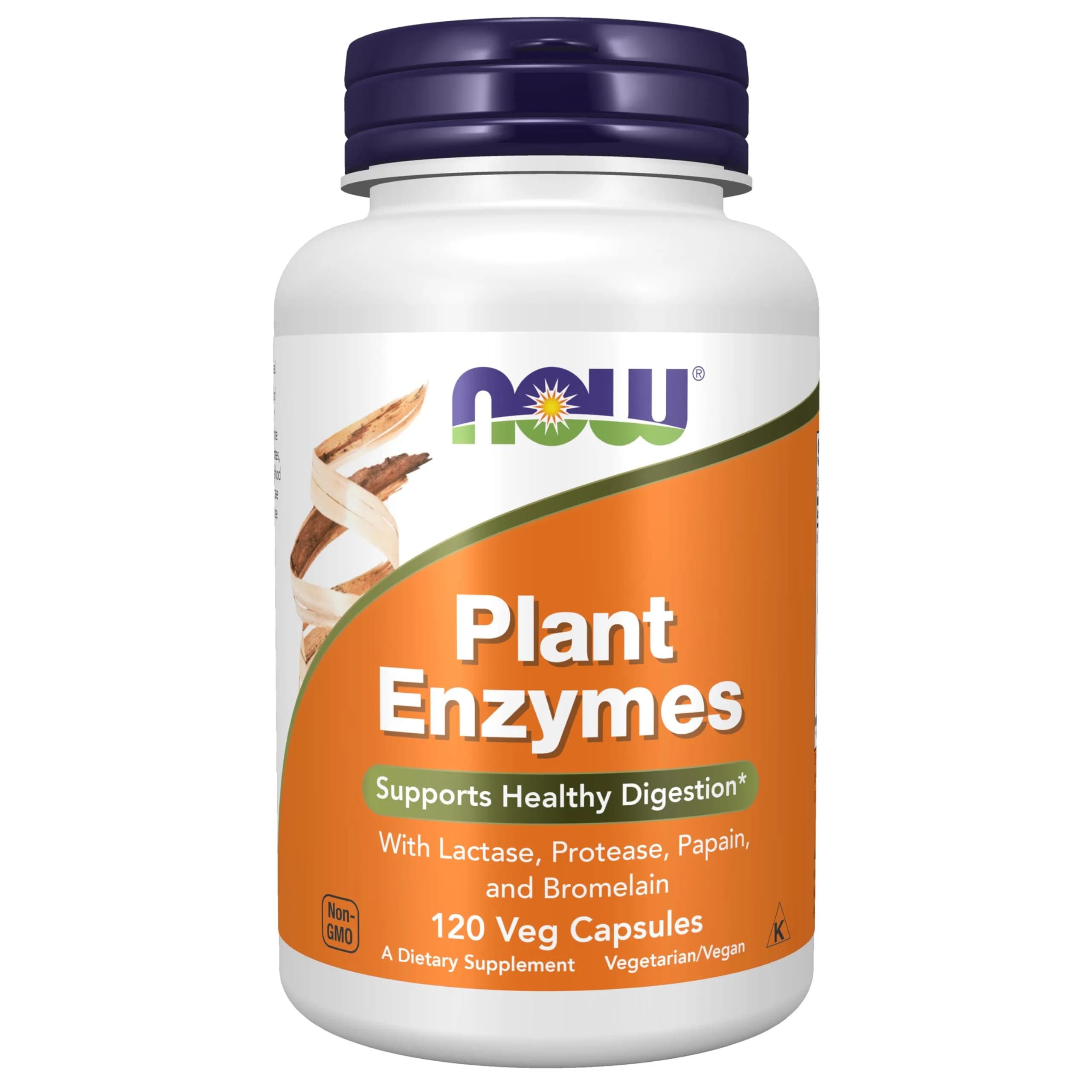 NOW Plant Enzymes Lactase Protease Bromelain 120 Veg Caps | Supports Digestion — Khaki