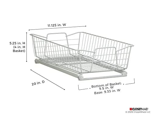 ClosetMaid Pull Out Cabinet Organizer 11-Inch / White | Heavy Duty Slide Out Pantry Shelf thumbnail 5