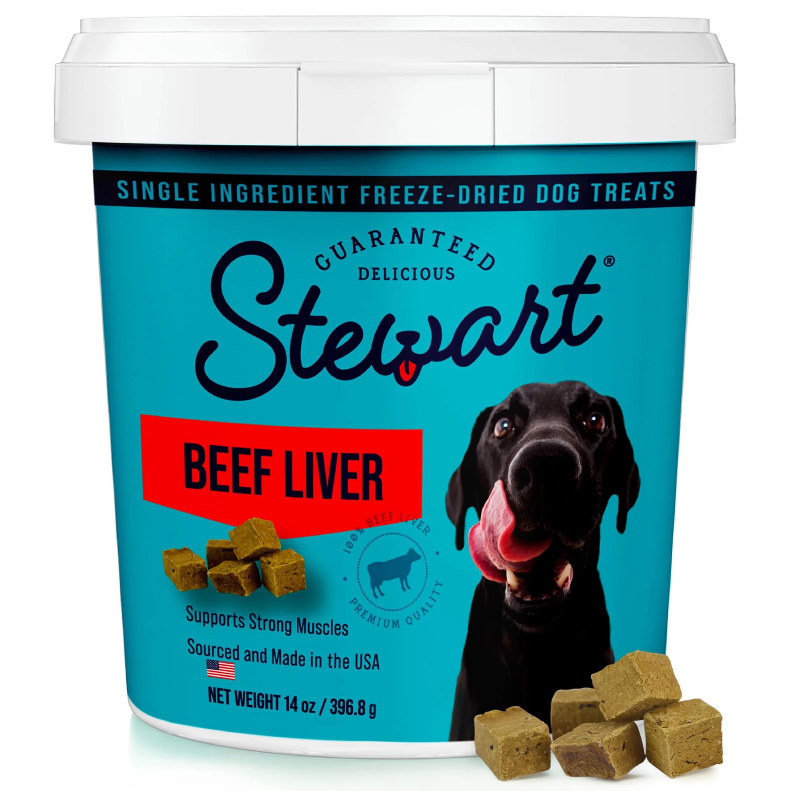 Stewart Freeze-Dried Dog Treats, 100% Beef Liver, 14 oz (397g) Tub | High Protein Training & Meal Topper - main product image