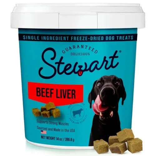Stewart Freeze-Dried Dog Treats, 100% Beef Liver, 14 oz (397g) Tub | High Protein Training & Meal Topper thumbnail 1