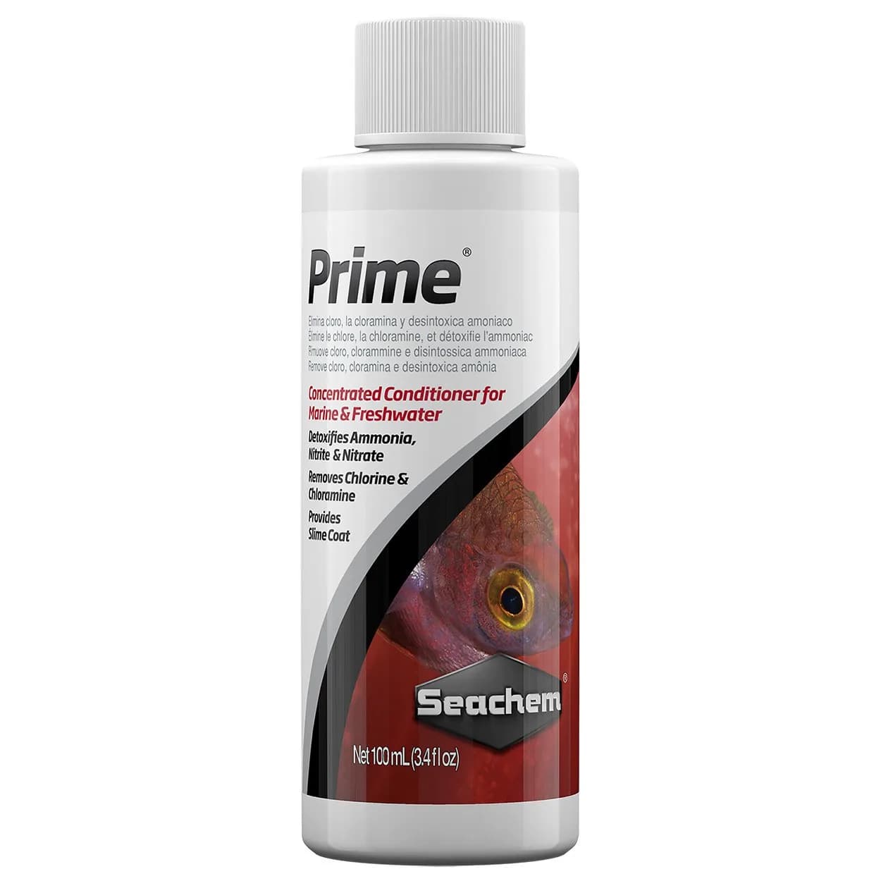 Seachem Prime Fresh and Saltwater Conditioner 500 ml (16.9 Fl Oz) | Removes Chlorine & Chloramine — 100 mL / Conditioner
