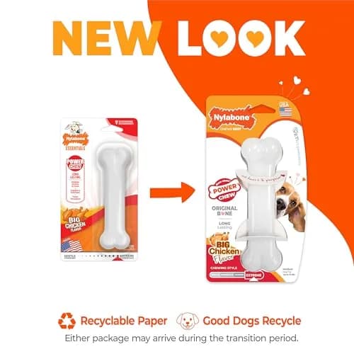 Nylabone Power Chew Original Bone Dog Chew Toy, Chicken Flavor, Medium | Durable Nylon Chew Toy for Aggressive Chewers thumbnail 3