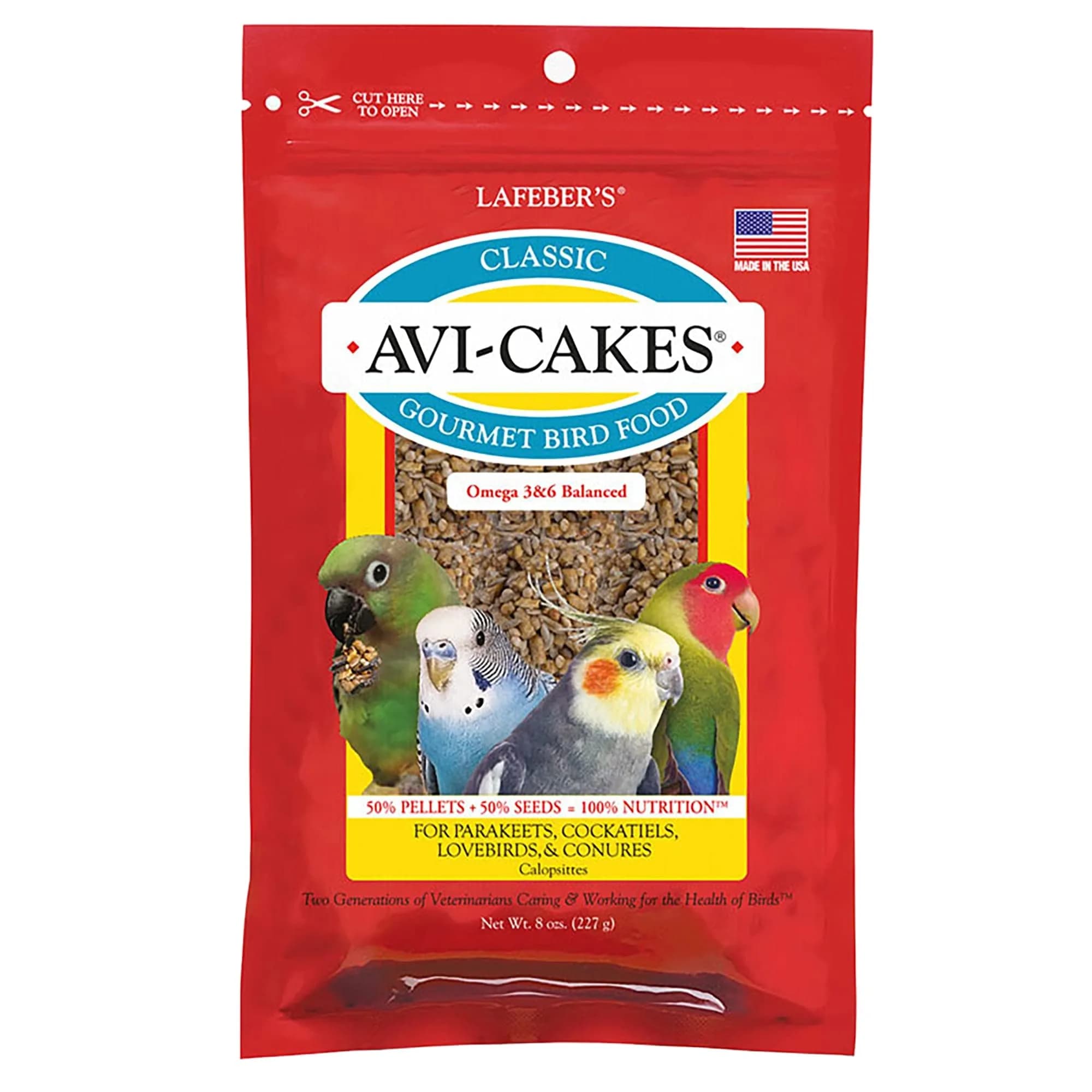 LAFEBER'S Classic Avi-Cakes for Cockatiels & Parakeets 227 g (8 oz) | Nutritionally Complete Foraging Food — 8 Ounce