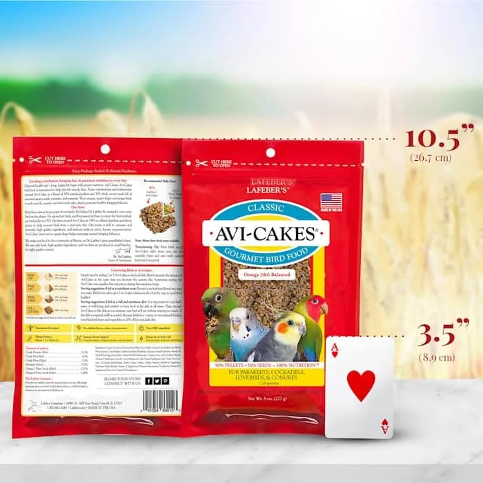 LAFEBER'S Classic Avi-Cakes for Cockatiels & Parakeets 227 g (8 oz) | Nutritionally Complete Foraging Food thumbnail 2