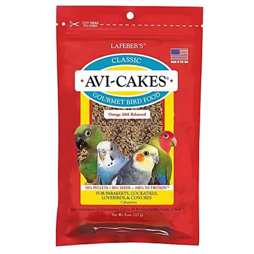 LAFEBER'S Classic Avi-Cakes for Cockatiels & Parakeets 227 g (8 oz) | Nutritionally Complete Foraging Food - main product image