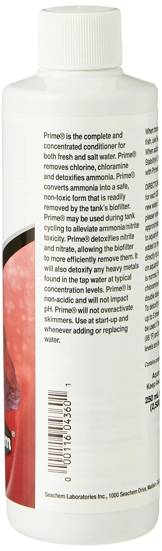 Seachem Prime Water Conditioner 250 mL | Removes Chlorine & Chloramine - view 2
